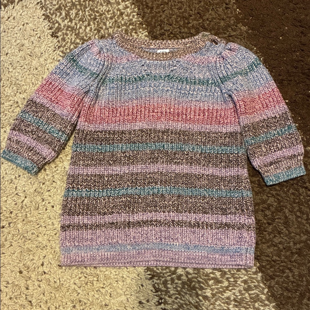 Baby Gap Shaker-Stitch Sweater Dress in Blue, Pink and Purple 100% Cotton